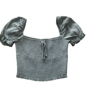 Aritzia Gray Smocked Crop Top Size M